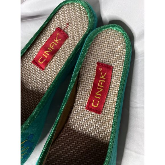 CINAK Women's Embroidered Flats Slippers Backless Slip-on Loafers Size 43 / 10 - Picture 5 of 8